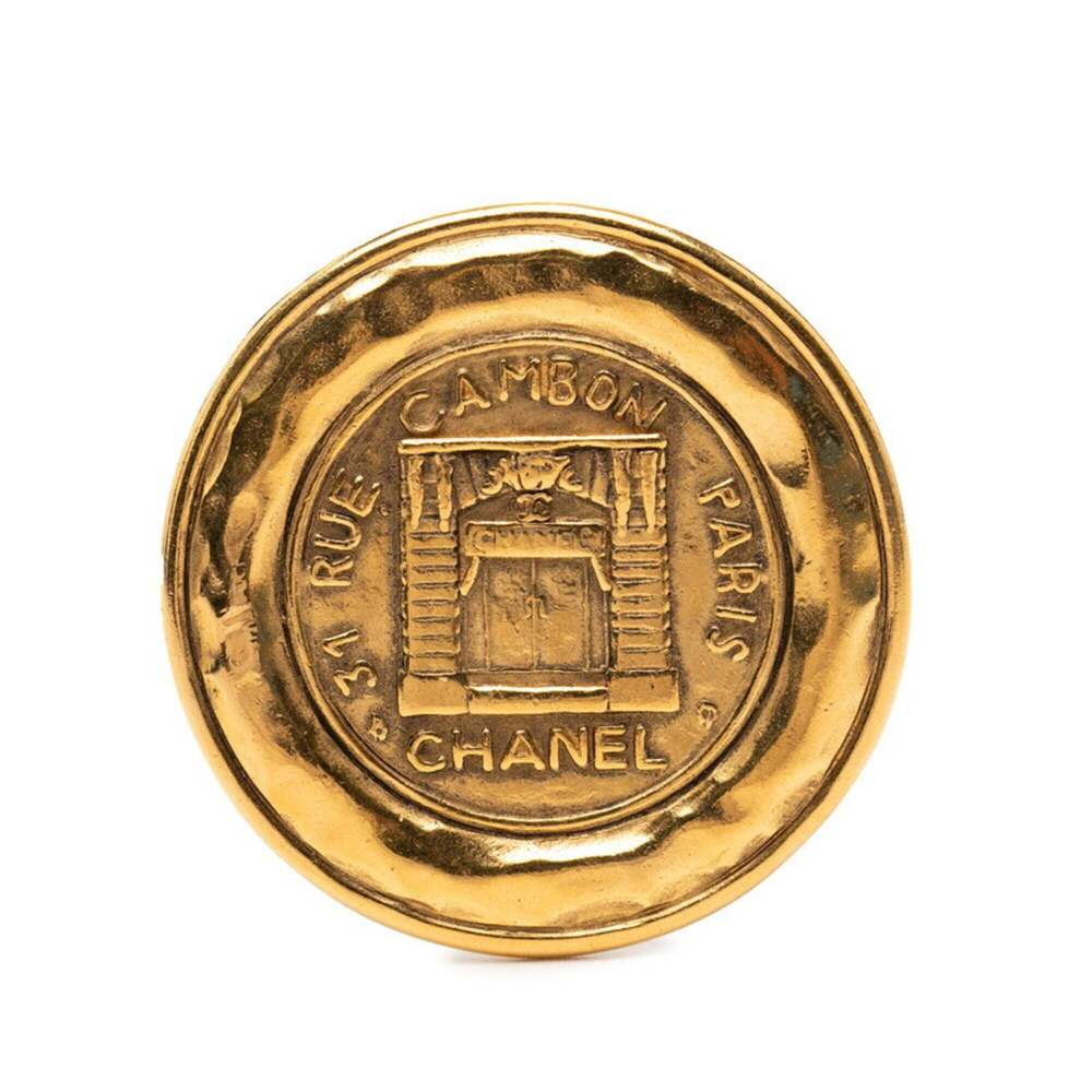 CHANEL Gold Logo Brooch - Picture 1 of 3